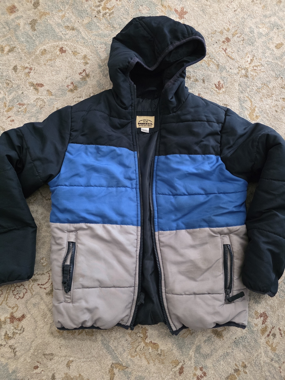 Roebuck & Co. Winter Coat - Blue, Black & Gray